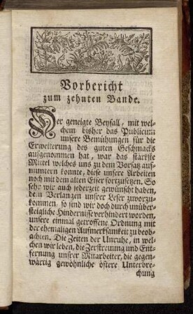 Vorbericht zum zehnten Bande.