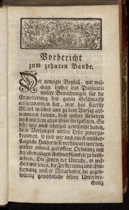Vorbericht zum zehnten Bande.