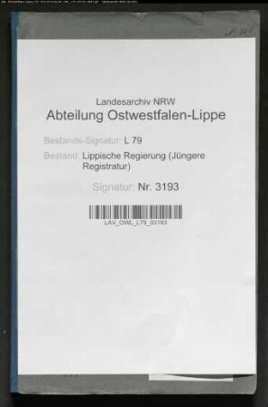 Hinterlegung einer Kaution durch das Fürstentum Lippe bei dem Handelsministerium in Berlin zur Finanzierung der Eisenbahn Lemförde - Bergheim