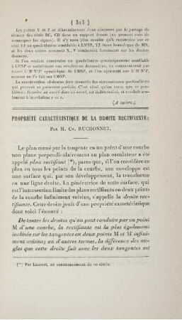 Propriété caractéristique de la droite recifiante.