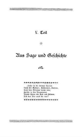 V. Teil: Aus Sage und Geschichte