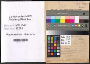 Entnazifizierung Hermann Radermacher , geb. 21.03.1903 (Lehrer)