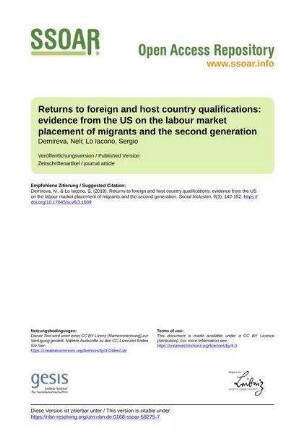Returns to foreign and host country qualifications: evidence from the US on the labour market placement of migrants and the second generation