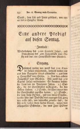 Eine andere Predigt auf diesen Sontag.