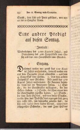 Eine andere Predigt auf diesen Sontag.