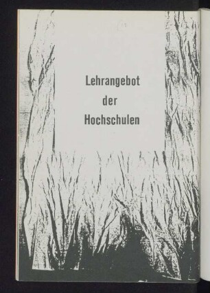 Lehrangebot der Hochschulen
