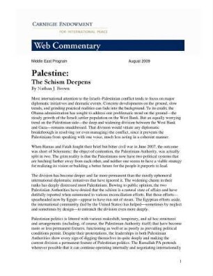 Palestine : the schism deepens