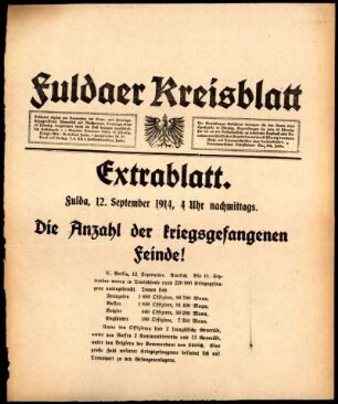Ausgabe vom Samstag, den 12. September 1914.