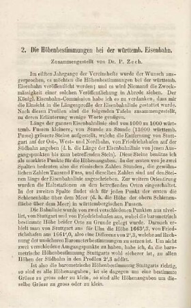 2. Die Höhenbestimmungen bei der württemb. Eisenbahn