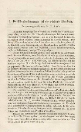 2. Die Höhenbestimmungen bei der württemb. Eisenbahn