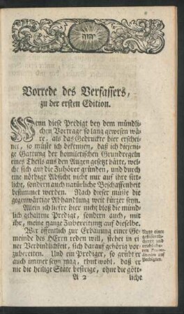 Vorrede des Verfassers, zu der ersten Edition