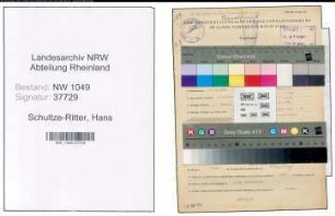 Entnazifizierung Hans Schultze-Ritter , geb. 30.12.1890 (Tonmeister)