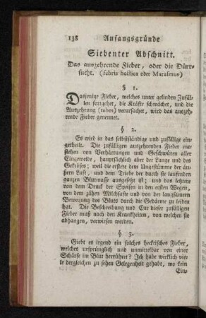 Siebenter Abschnitt. Das auszehrende Fieber, oder die Dürrsucht. (febris hectica oder Marasmus)