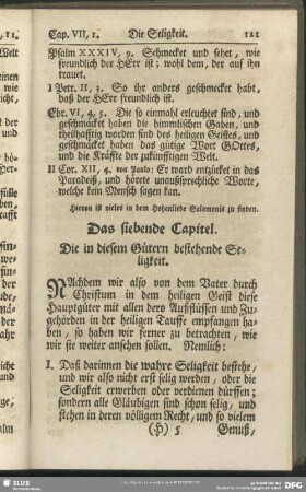 Das siebende Capitel. Die in diesem Gütern bestehende Seligkeit