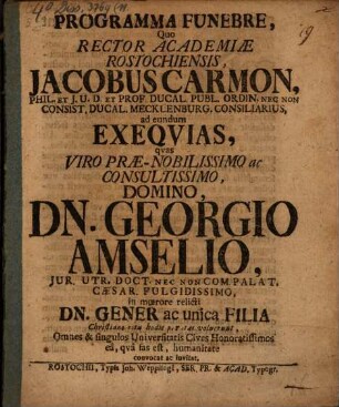 Programma funebre : [in exequias Ge. Amselii]