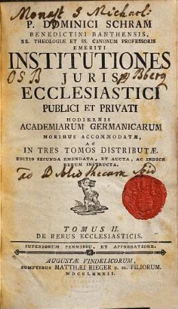 Institutiones Juris Ecclesiastici Publici Et Privati : Hodiernis Academiarum Germanicarum Moribus Accomodatae, 2. De Rebus Ecclesiasticis