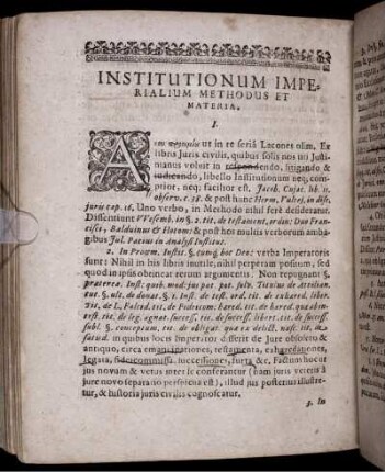 Institutionum Imperialium Methodus Et Materia