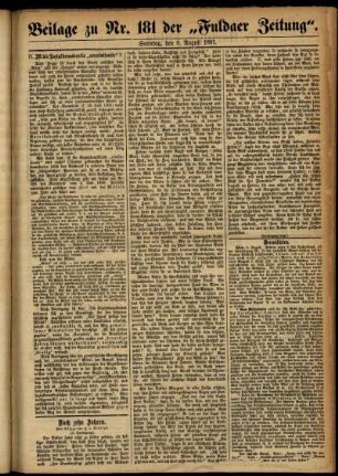 Zweite Ausgabe vom Sonntag, den 09. August 1891.