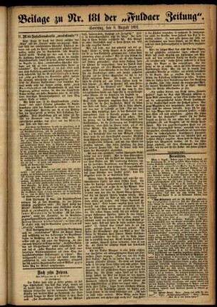 Zweite Ausgabe vom Sonntag, den 09. August 1891.