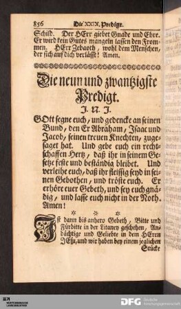 Die neun und zwantzigste Predigt.
