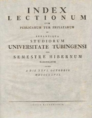 Vorlesungsverzeichnis 1827/28