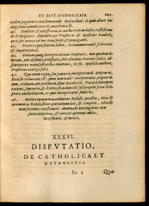 XXXVI. Disputatio, De Catholica Et Catholicis.