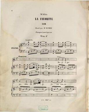La favorite : opéra en 4 actes ; paroles de E. Scribe, Alphonse Royer et Gust. Vaez. 14, Air. Ange si pur ... Transposé pour soprano