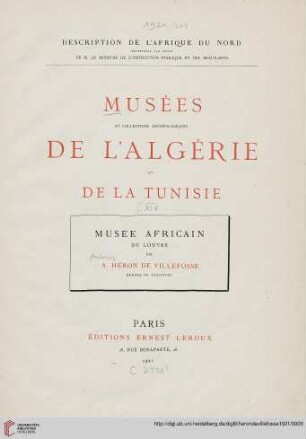 Musée Africain du Louvre : promenades archéologiques en Algérie et en Tunisie