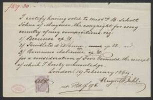 Verlagsschein über Opus 19-21