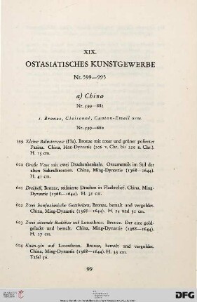 XIX. Ostasiatische Kunstgewerbe (Nr. 599-993)