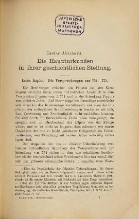 Die römische Frage von König Pippin bis auf Kaiser Ludwig den Frommen : in ihren urkundlichen Kernpunkten erläutert