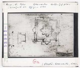 Rom, St. Peter: Grundrissentwurf von Bramante. Florenz, Uffizien Nr. 1041