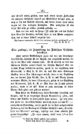 Eine Anfrage, die Behandlung der Biblischen Geschichte betreffend