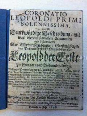 Bericht über die Krönung von Kaiser Leopold I.