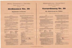 Verordnung Nr. 28 der Militärregierung Deutschland, Britisches Kontrollgebiet - Die Registrierung von Wählern
