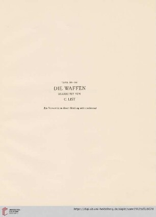 Tafel 225 - 245: Die Waffen, bearbeitet von C. List