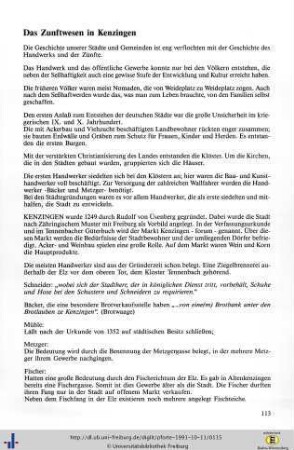 Das Zunftwesen in Kenzingen