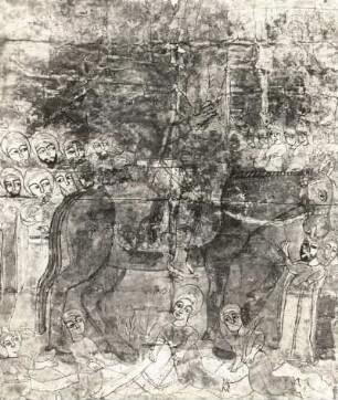 St. Georg zu Pferde : Koptische Miniatur "St. Georg zu Pferde" (12. Jh.; Staatliche Museen zu Berlin - Preußischer Kulturbesitz)