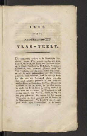 Iets over de Nederlandsche Vlas-Teelt.