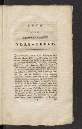 Iets over de Nederlandsche Vlas-Teelt.