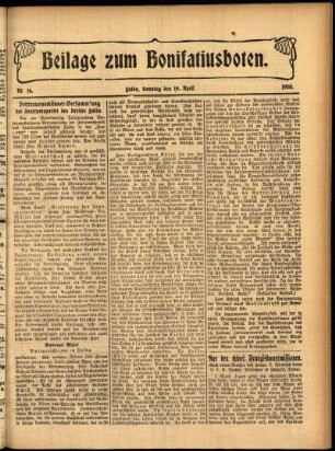 Zweite Ausgabe vom Sonntag, den 19. April 1908.