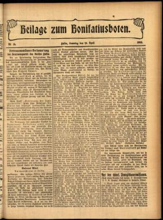 Zweite Ausgabe vom Sonntag, den 19. April 1908.