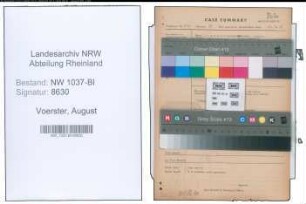 Entnazifizierung August Voerster , geb. 30.05.1891 (Kassenangestellter)
