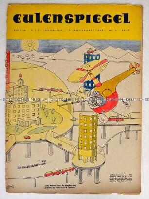 Satirezeitschrift "Eulenspiegel" mit Titel zu Planungen einer sowjetischen Polarstadt der Zukunft