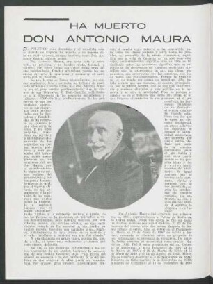 Ha muerto - Don Antonio Maura