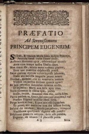 Præfatio Ad Serenißimum Principem Eugenium.
