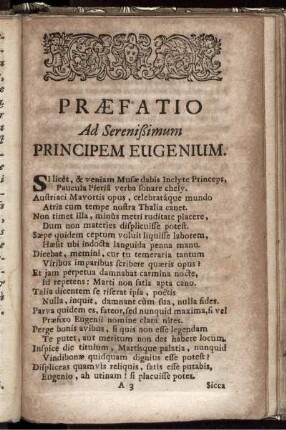 Præfatio Ad Serenißimum Principem Eugenium.