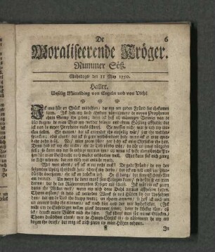 Nummer Söß. Mahndags den 11. May 1750