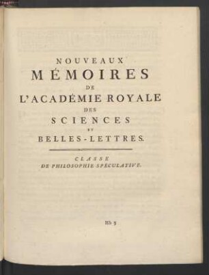 Classe De Philosophie Spéculative