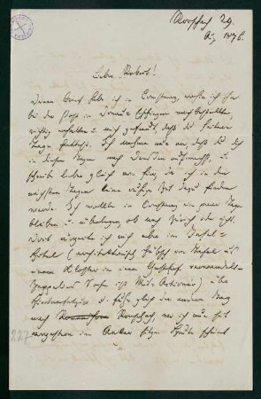 Brief vom 29. August 1876